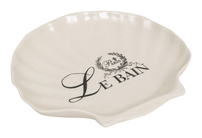 Biscottini Porta saponetta svuota tasche in porcellana bianca decorata "Le Bain Paris" L20xPR19xH3,8 cm