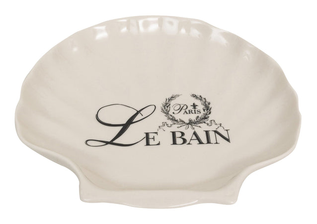 Biscottini Porta saponetta svuota tasche in porcellana bianca decorata "Le Bain Paris" L20xPR19xH3,8 cm