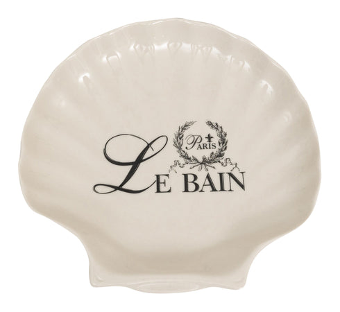 Biscottini Porta saponetta svuota tasche in porcellana bianca decorata "Le Bain Paris" L20xPR19xH3,8 cm