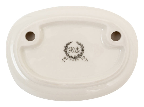 Biscottini Porta saponetta svuota tasche in porcellana bianca decorata "Le Bain Paris" L14xPR10xH5,5 cm