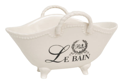 Biscottini Contenitore multifunzione in porcellana bianca con decoro Le Bain Paris L20xPR12,3xH12 cm