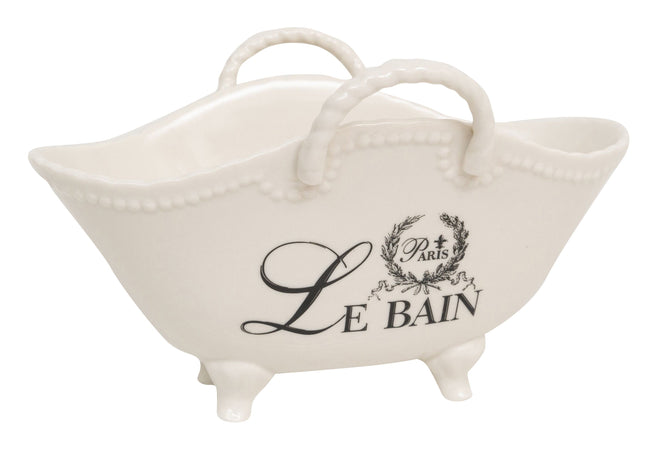 Biscottini Contenitore multifunzione in porcellana bianca con decoro "Le Bain Paris" L20xPR12,3xH12 cm