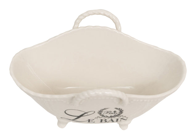 Biscottini Contenitore multifunzione in porcellana bianca con decoro "Le Bain Paris" L20xPR12,3xH12 cm