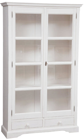 Biscottini Biscottini Vetrina Country in Tiglio Bianca Anticata 109x36x180 con Ripiani