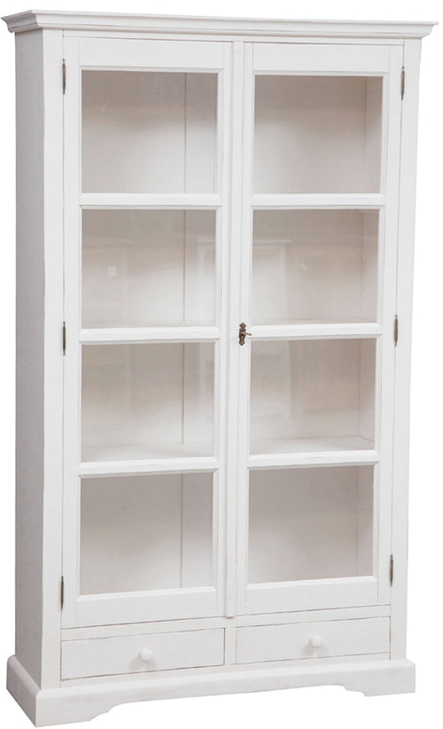 Biscottini Biscottini Vetrina Country in Tiglio Bianca Anticata 109x36x180 con Ripiani