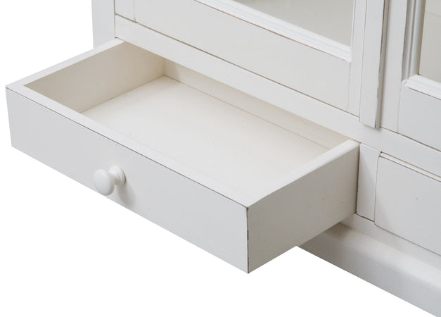 Biscottini Biscottini Vetrina Country in Tiglio Bianca Anticata 109x36x180 con Ripiani