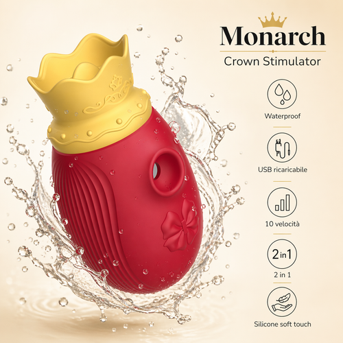 Stimolatore clitorideo vaginale Crown 10 velocità USB 2 in 1 waterproof silicone
