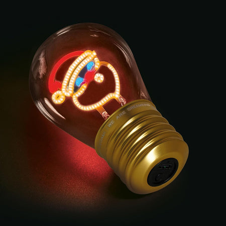 Legami Lampada da Tavolo a forma di Lampadina, For Indoor Use Only, Ricaricabile con Cavo USB, Senza Fili, Tema Santa Claus