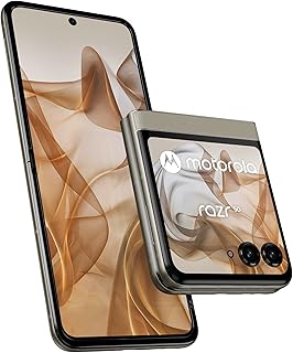 Motorola Razr50 (Flip Phone, 6.9/3.6 FHD+ Display, 50MP Camera, 8/256GB, 4200mAh, Android 14) Beach Sand + Premium Protective Cover [Exclusive to Amazon]