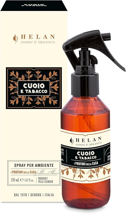 Helan Cuoio e Tabacco - Profumatore per Ambienti, Profumo Ambiente Spray con Incenso e Zafferano, Idee Regalo Deodorante e Profumatori Ambiente dalle Note Speziate, 150 ml - Profumi Made in Italy