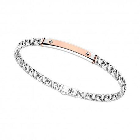 Zancan Bracciale da uomo in argento e oro rosa