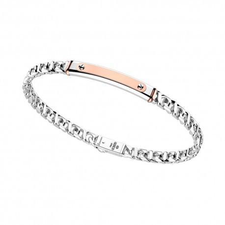 Zancan Bracciale da uomo in argento e oro rosa