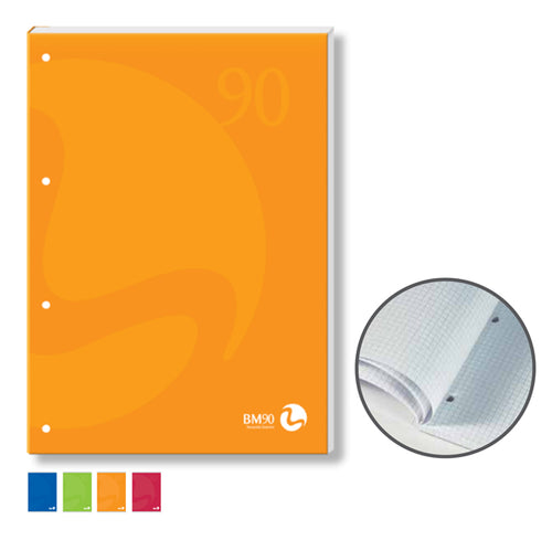 Blocco Notes Collato Lato Lungo A4 4Fori 90Gr 50Fg 4Mm Cop.250Gr Bm