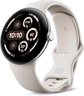 Google Pixel Watch 3 (45mm) - Android Smartwatch with Heart Rate Tracking, Advanced Running from Fitbit, Fitness Insights, 24-Hour Battery - Polished Silver Aluminium Case - Porcelain Band - LTE
