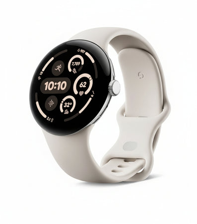 Google Pixel Watch 3 (45mm) - Android Smartwatch with Heart Rate Tracking, Advanced Running from Fitbit, Fitness Insights, 24-Hour Battery - Polished Silver Aluminium Case - Porcelain Band - LTE