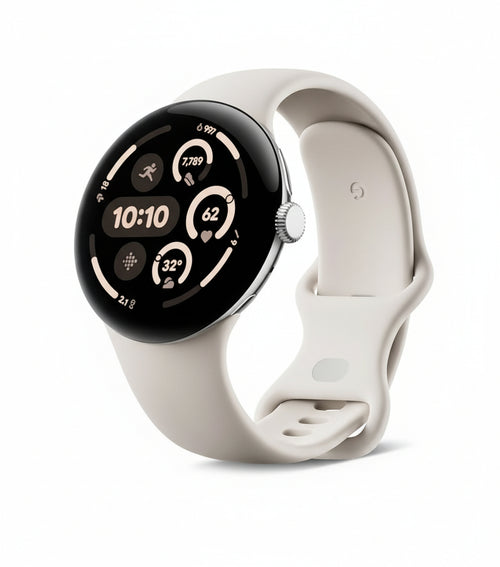 Google Pixel Watch 3 (45mm) - Android Smartwatch with Heart Rate Tracking, Advanced Running from Fitbit, Fitness Insights, 24-Hour Battery - Polished Silver Aluminium Case - Porcelain Band - LTE