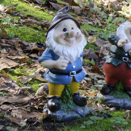 Sette nani in poliresina da giardino nanetti di Biancaneve per aiuola h 28 cm