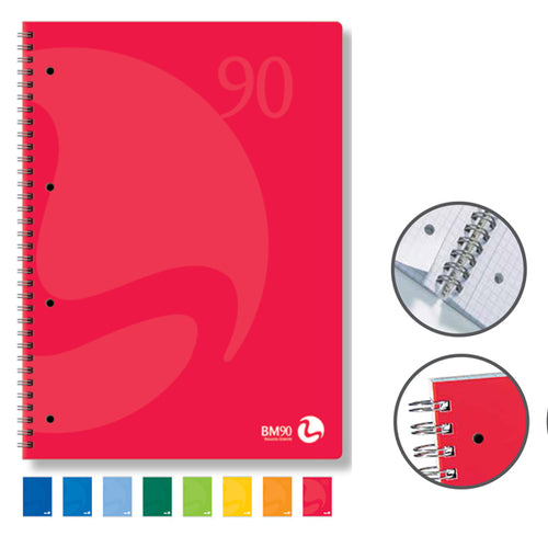 Quaderno A5 16,3X21Cm Spiralato 90Gr 60Fg 4Fori Microperf. 5Mm Colors Bm