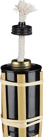 Torcia in bambù con recipiente in metallo per olio alla citronella antizanzare