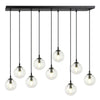 Sospensione Moderna 9 Luci Cosmo In Acciaio Nero E Sfere In Vetro Trasparente