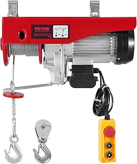 VEVOR Electric Winch, 1200kg Motor Winch with 4.2m Wired Remote Control, 12m Lifting Height with Single Cable, Single/Double Loops, Emergency Stop, Hoist for Garage, Warehouse, Factory