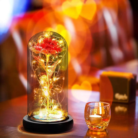 Idea Regalo ROSA ETERNA in Ampolla di vetro con led