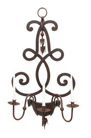 Biscottini CANDELIERE A PIANTANA IN FERRO BATTUTO LAVORATO A MANO dimensioni lunghezza