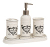 Biscottini Set bagno Powder Soap 4 pezzi in porcellana bianca decorata L25xPR10xH21 cm