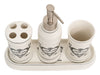 Biscottini Set bagno Powder Soap 4 pezzi in porcellana bianca decorata L25xPR10xH21 cm