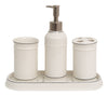 Biscottini Set bagno Powder Soap 4 pezzi in porcellana bianca decorata L25xPR10xH21 cm