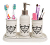 Biscottini Set bagno Powder Soap 4 pezzi in porcellana bianca decorata L25xPR10xH21 cm