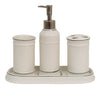 Biscottini Set bagno Savons Superfines 4 pezzi in porcellana bianca decorata L25xPR10xH21 cm