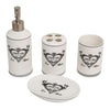 Biscottini Set bagno Powder Soap 4 pezzi in porcellana bianca decorata fine composto