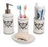 Biscottini Set bagno Powder Soap 4 pezzi in porcellana bianca decorata fine composto