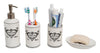 Biscottini Set bagno Powder Soap 4 pezzi in porcellana bianca decorata fine composto