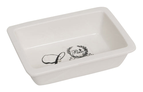 Biscottini Porta saponetta svuota tasche in porcellana bianca decorata Le Bain Paris L14xPR9,8xH4 cm