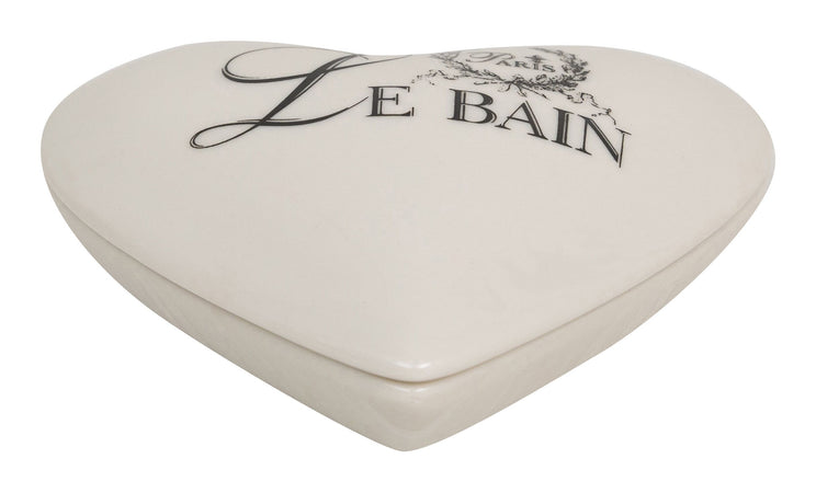 Biscottini Contenitore con coperchio in porcellana bianca decorata "Le Bain Paris" L10,4xPR8,7xH4 cm