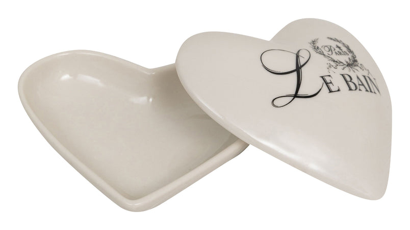 Biscottini Contenitore con coperchio in porcellana bianca decorata "Le Bain Paris" L10,4xPR8,7xH4 cm