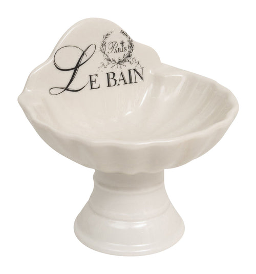 Biscottini Porta saponetta svuota tasche in porcellana bianca decorata Le Bain Paris L11,2xPR9,5xH10,8 cm
