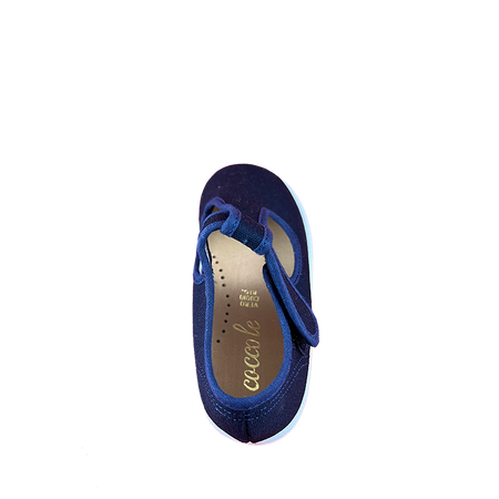Pantofola Bambini con occhielli tela Asilo Blu