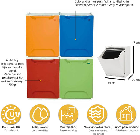 Pattumiera in resina cassonetto modulare per raccolta differenziata "Made in Italy"