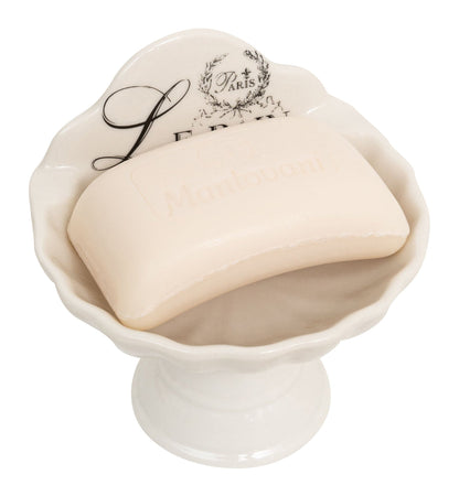 Biscottini Porta saponetta svuota tasche in porcellana bianca decorata "Le Bain Paris" L11,2xPR9,5xH10,8 cm