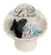 Biscottini Porta saponetta svuota tasche in porcellana bianca decorata Le Bain Paris L11,2xPR9,5xH10,8 cm