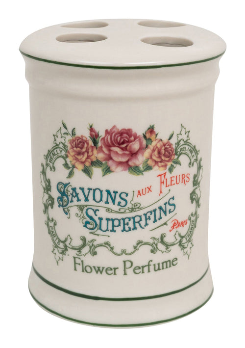 Biscottini Porta spazzolini in porcellana bianca decorata Savons Superfines L8,5xPR8,5xH11,5 cm