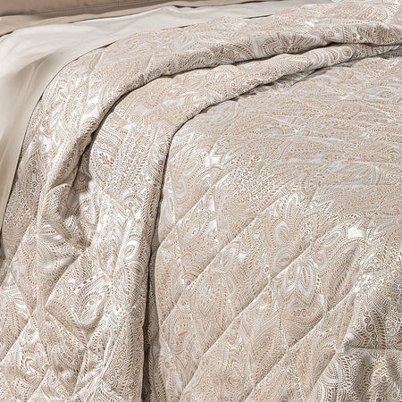 Copriletto Trapuntato Dorata ! Caleffi-In Raso Jacquard Matrimoniale Dreaming - Eleganza e Comfort