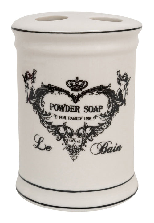 Biscottini Porta spazzolini in porcellana bianca decorata Powder Soap L8,5xPR8,5xH11,5 cm