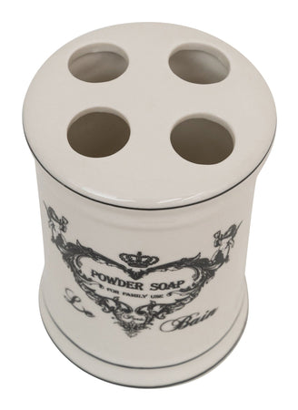 Biscottini Porta spazzolini in porcellana bianca decorata "Powder Soap" L8,5xPR8,5xH11,5 cm