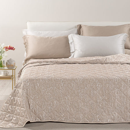 Copriletto Trapuntato Dorata ! Caleffi-In Raso Jacquard Matrimoniale Dreaming - Eleganza e Comfort