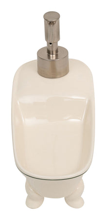 Biscottini Dispenser sapone liquido in porcellana bianca decorata "Savons Superfines" L17xPR9xH16 cm