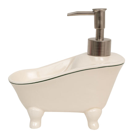 Biscottini Dispenser sapone liquido in porcellana bianca decorata "Savons Superfines" L17xPR9xH16 cm